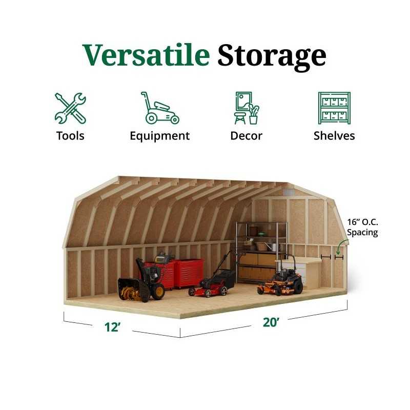 Little Cottage Co. Classic Gambrel 12x20 Wood Barn Wood Shed Kit w/ 4' Sidewall (12x20 CGB-4-PC)