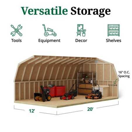 Little Cottage Co. Classic Gambrel 12x20 Wood Barn Wood Shed Kit w/ 4' Sidewall (12x20 CGB-4-PC)