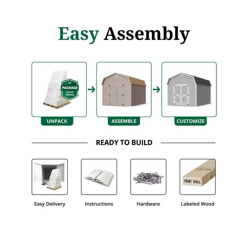 Little Cottage Co. Classic Gambrel 8x8 Wood Barn Shed Kit w/ 6' Sidewall (8x8 CGB-6-PC)