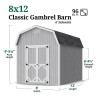 Little Cottage Co. Classic Gambrel 8x12 Wood Barn Shed Kit w/ 6' Sidewall (8x12 CGB-6-PC)