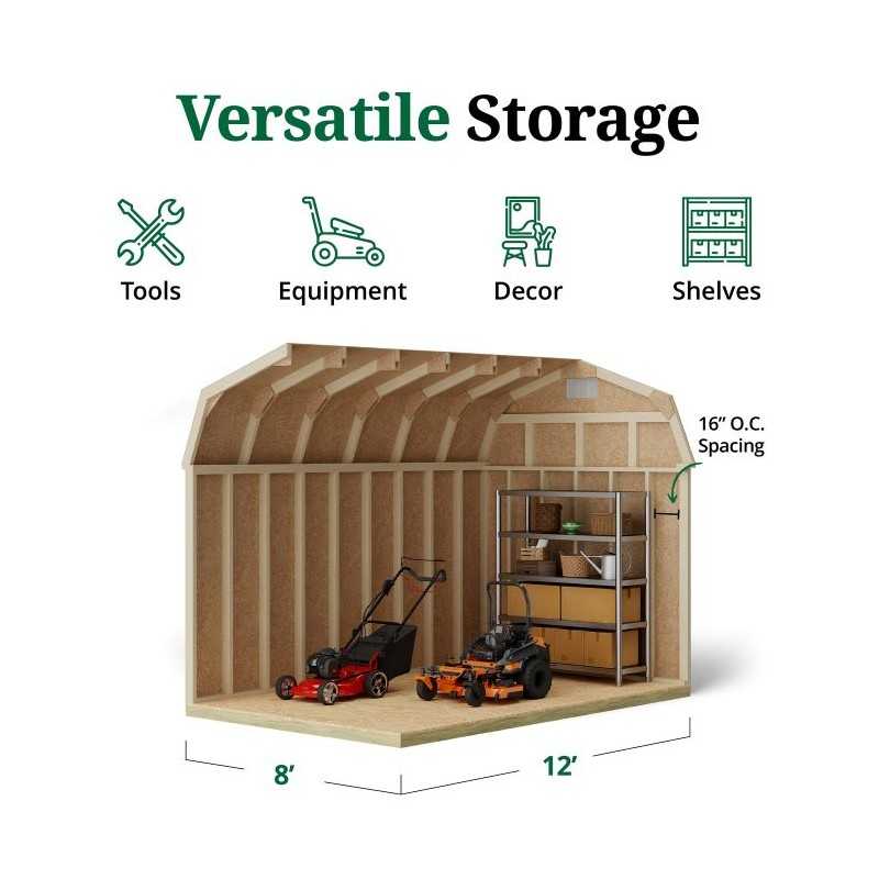 8x12 Classic Gambrel Barn Shed Kit w/ 6' Sidewall (8x12-CWGB-6-WPNK)