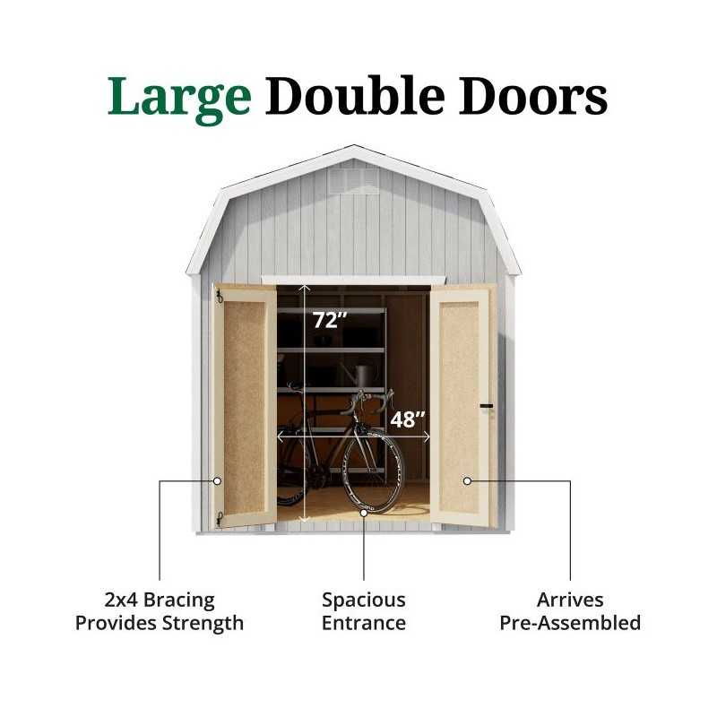 Little Cottage Co. Classic Gambrel 8x14 Wood Barn Shed Kit w/ 6' Sidewall (8x14 CGB-6-PC)