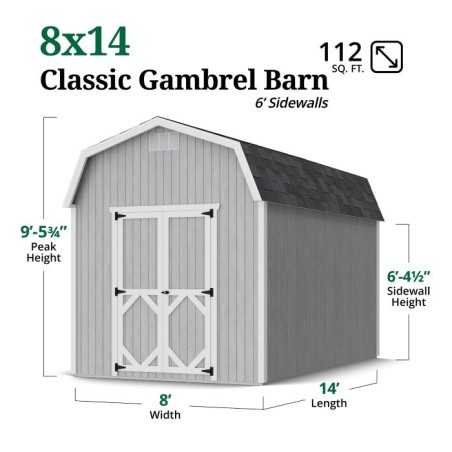 Little Cottage Co. Classic Gambrel 8x14 Wood Barn Shed Kit w/ 6' Sidewall (8x14 CGB-6-PC)