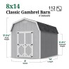 Little Cottage Co. Classic Gambrel 8x14 Wood Barn Shed Kit w/ 6' Sidewall (8x14 CGB-6-PC)