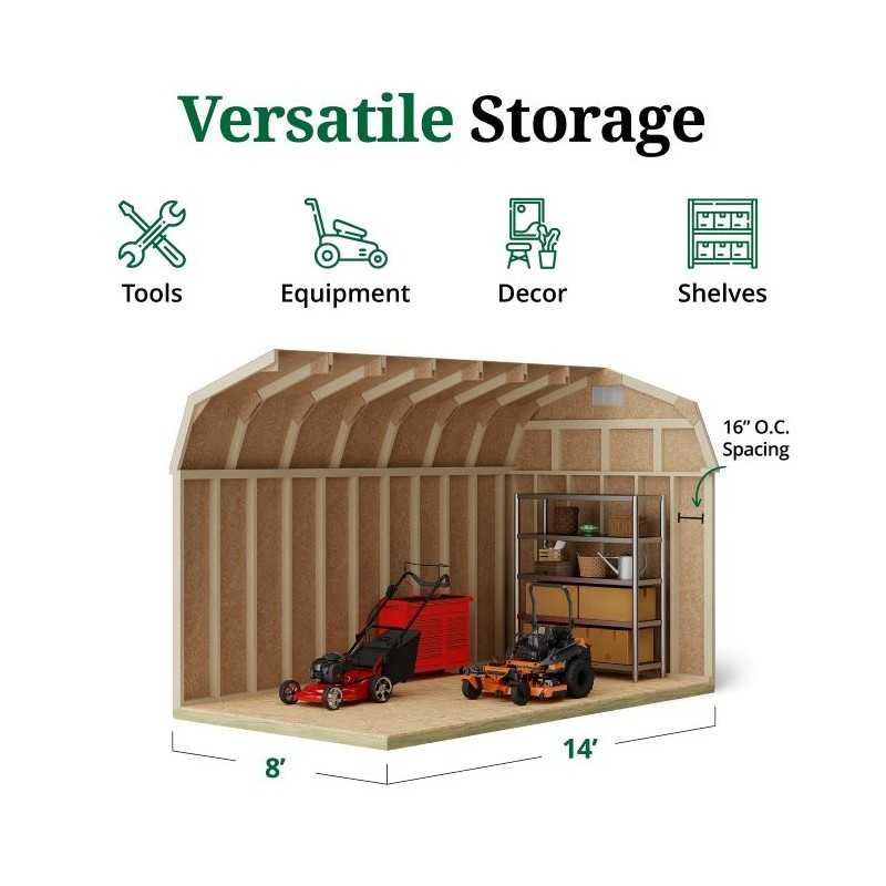 Little Cottage Co. Classic Gambrel 8x14 Wood Barn Shed Kit w/ 6' Sidewall (8x14 CGB-6-PC)