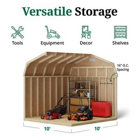 Little Cottage Co. Classic Gambrel 10x12 Wood Barn Shed Kit w/ 6' Sidewall (10x12 CGB-6-PC)