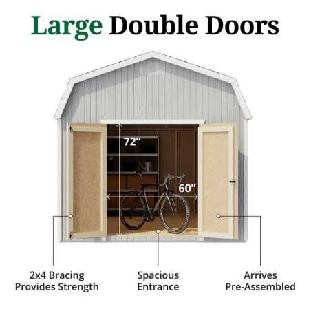 Little Cottage Co. Classic Gambrel 10x16 Wood Barn Shed Kit w/ 6' Sidewall (10x16 CGB-6-PC)