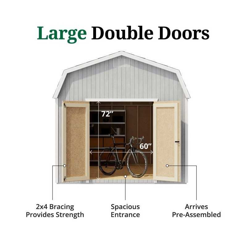 Little Cottage Co. Classic Gambrel 10x18 Wood Barn Shed Kit w/ 6' Sidewall (10x18 CGB-6-PC)