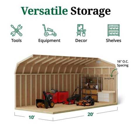 Classic Gambrel 10x20 Wood Shed Kit w/ 6' Sidewall (10x20 CGB-6-PC)
