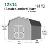 Little Cottage Co. Classic Gambrel 12x14 Wood Barn Shed Kit w/ 6' Sidewall (12x14 CGB-6-PC)