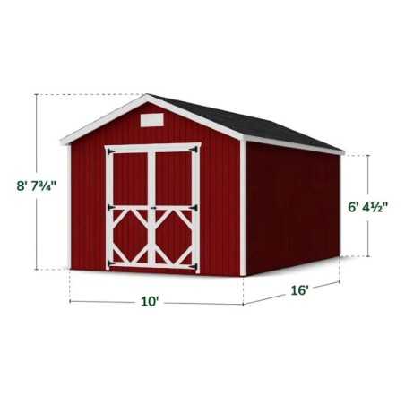 Little Cottage Co. Classic Gable 10x16 Wood Storage Shed Kit (10x16 CGS-PC)