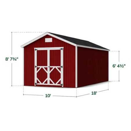 Little Cottage Co. Classic Gable 10x18 Wood Storage Shed Kit (10x18 CGS-PC)