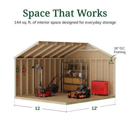 Little Cottage Co. Classic Gable 12x12 Wood Storage Shed Kit (12x12 CGS-PC)