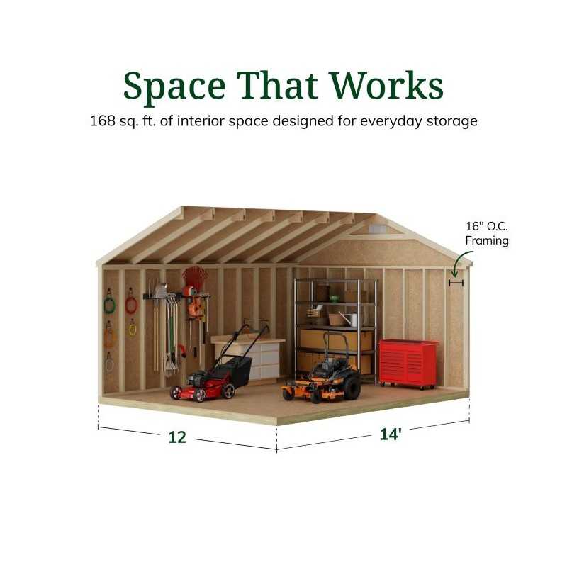 Little Cottage Co. Classic Gable 12x14 Wood Storage Shed Kit (12x14 CGS-PC)