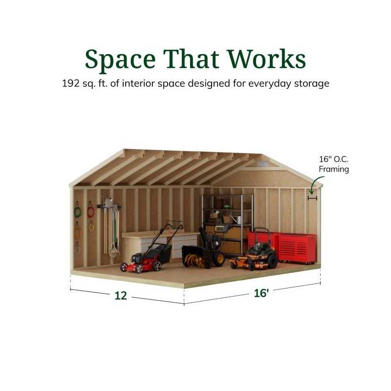Little Cottage Co. Classic Gable 12x16 Wood Storage Shed Kit (12x16 CGS-PC)