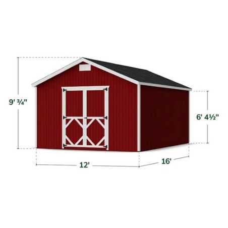 Little Cottage Co. Classic Gable 12x16 Wood Storage Shed Kit (12x16 CGS-PC)