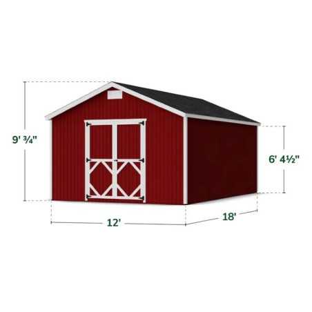 Little Cottage Co. Classic Gable 12x18 Wood Storage Shed Kit (12x18 CGS-PC)