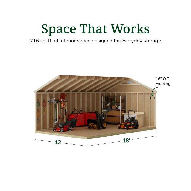 Little Cottage Co. Classic Gable 12x18 Wood Storage Shed Kit (12x18 CGS-PC)