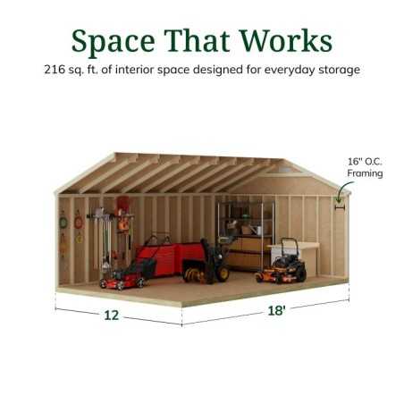 Little Cottage Co. Classic Gable 12x18 Wood Storage Shed Kit (12x18 CGS-PC)