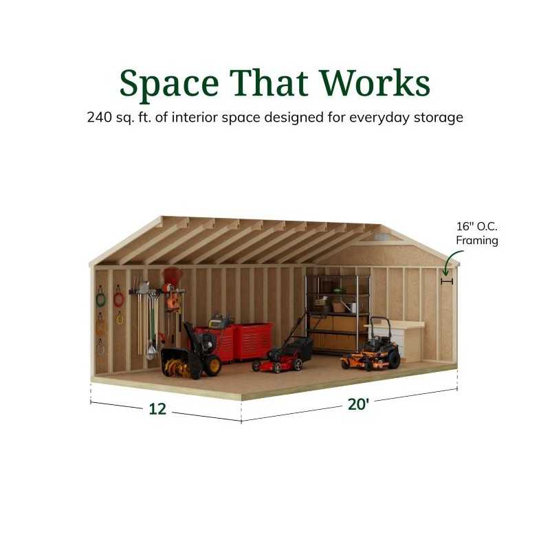 Little Cottage Co. Classic Gable 12x20 Wood Storage Shed Kit (12x20 CGS-PC)