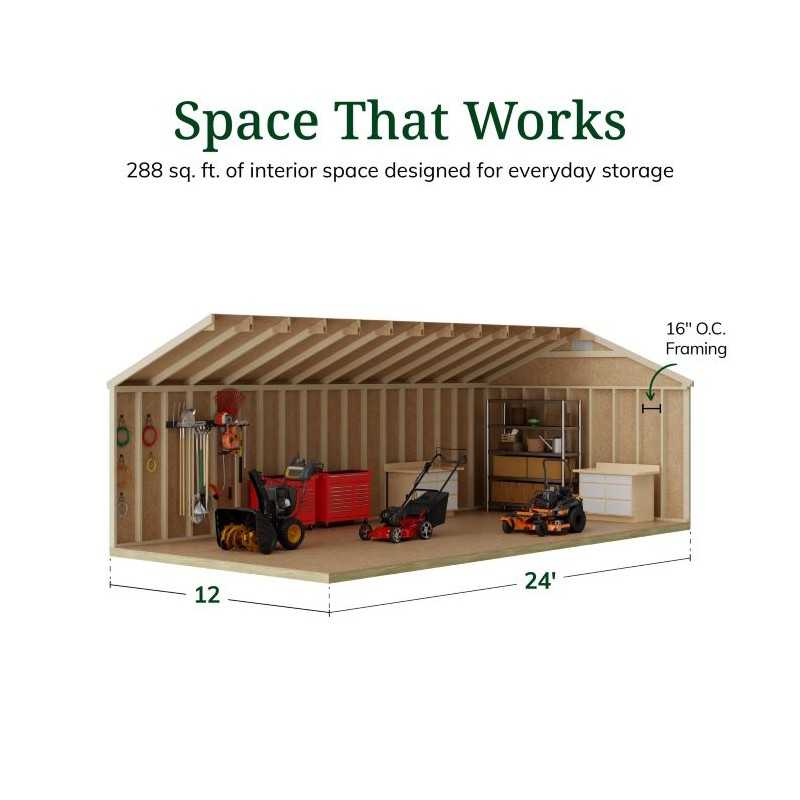 Little Cottage Co. Classic Gable 12x24 Wood Storage Shed Kit (12x24 CGS-PC)