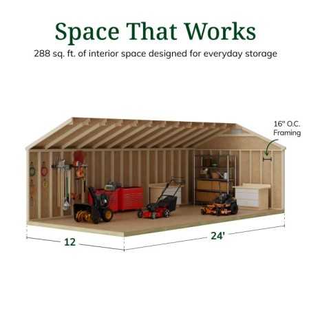 Little Cottage Co. Classic Gable 12x24 Wood Storage Shed Kit (12x24 CGS-PC)