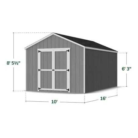 Little Cottage Co. 10x16 Value Gable Wood Shed Kit (10x16-VGS-PC)