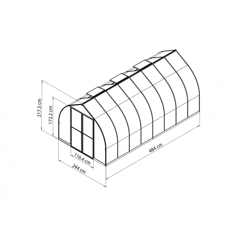 Palram 8x16 Bella Hobby Greenhouse Kit - Silver (HG5416)
