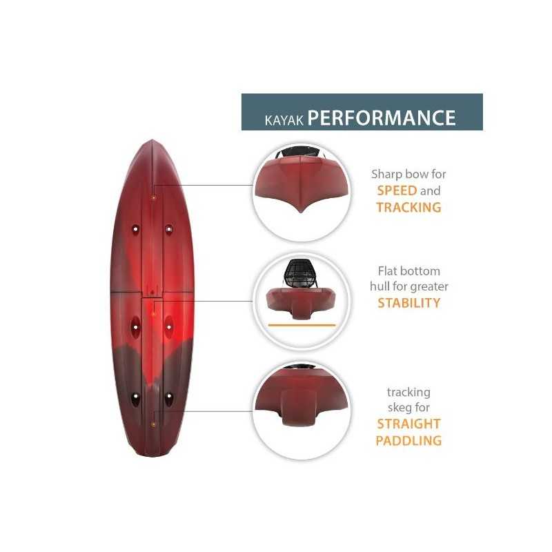 Lifetime Lockport 94 Sit-On-Top Modular Kayak - Volcano Fusion (91478)
