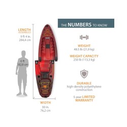 Lifetime Lockport 94 Sit-On-Top Modular Kayak - Volcano Fusion (91478)