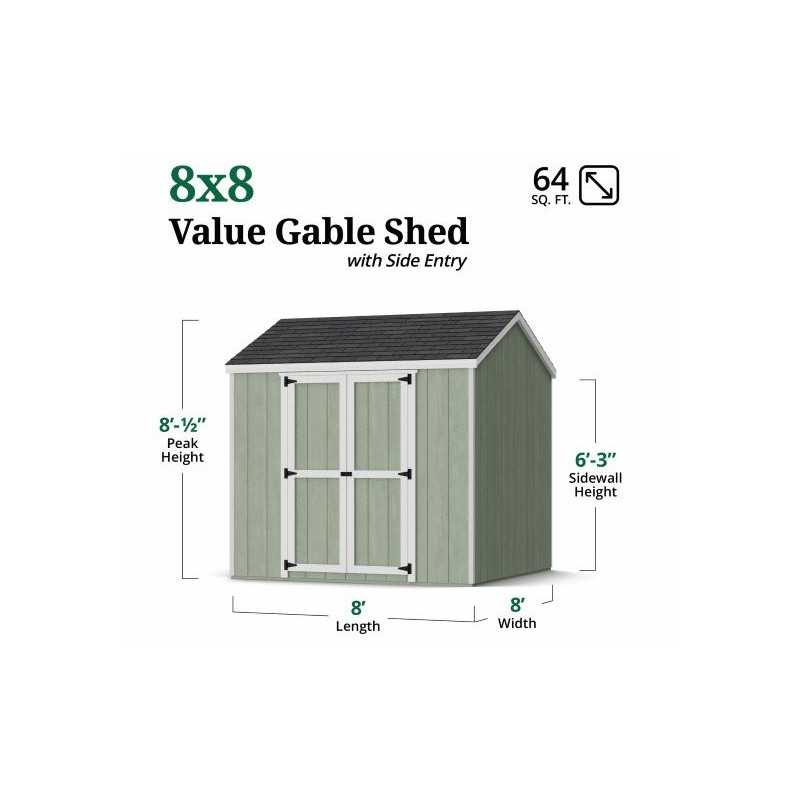 Little Cottage Co. Value Gable 8x8 Wood Storage Shed Kit - Side Entry (8x8 VGS-SE-PC)