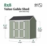Little Cottage Co. Value Gable 8x8 Wood Storage Shed Kit - Side Entry (8x8 VGS-SE-PC)