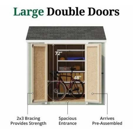Little Cottage Co. Value Gable 8x8 Wood Storage Shed Kit - Side Entry (8x8 VGS-SE-PC)