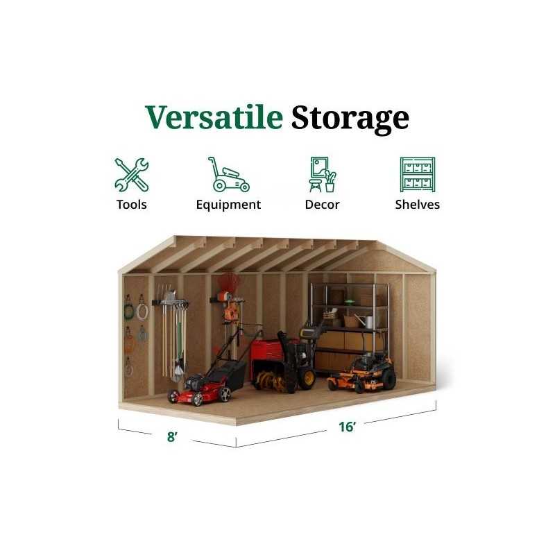 Little Cottage Co. Value Gable 8x16 Wood Storage Shed Kit - Side Entry (8x16 VGS-PC)