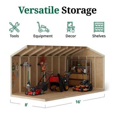 Little Cottage Co. Value Gable 8x16 Wood Storage Shed Kit - Side Entry (8x16 VGS-PC)
