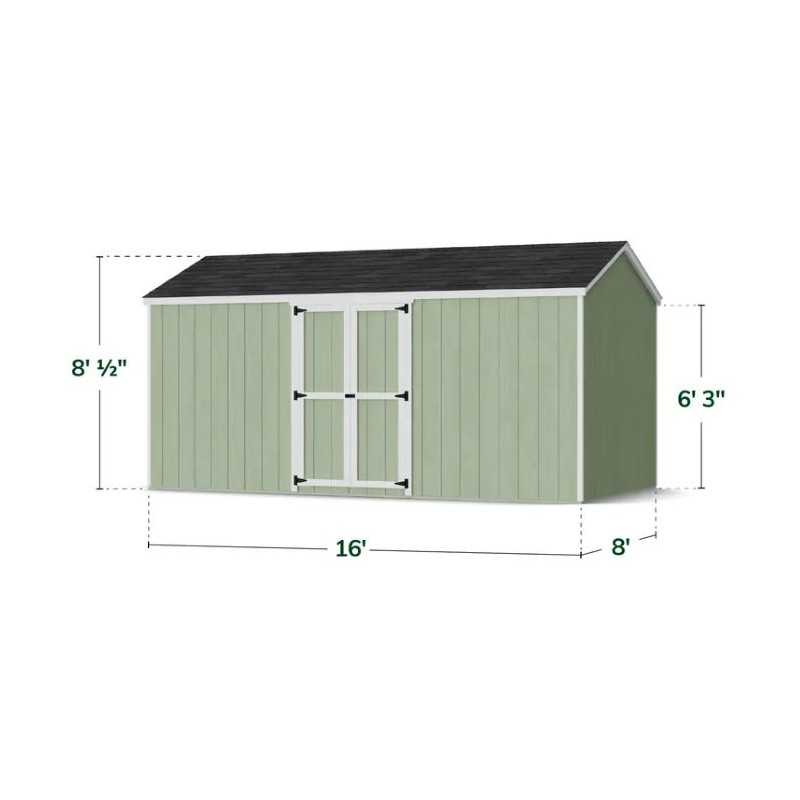 Little Cottage Co. Value Gable 8x16 Wood Storage Shed Kit - Side Entry (8x16 VGS-PC)