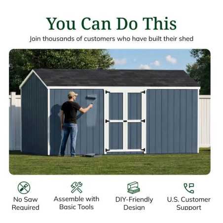 Little Cottage Co. Value Gable 8x16 Wood Storage Shed Kit - Side Entry (8x16 VGS-PC)