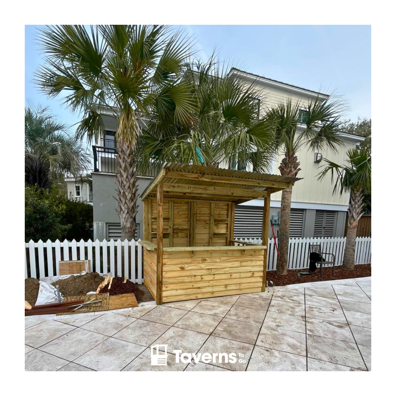 Taverns-To-Go Castlebar 8x5 Medium Outdoor Wooden Bar Installed – (TTG-CB)