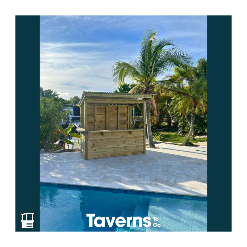 Taverns-To-Go Castlebar 8x5 Medium Outdoor Wooden Bar Installed – (TTG-CB)