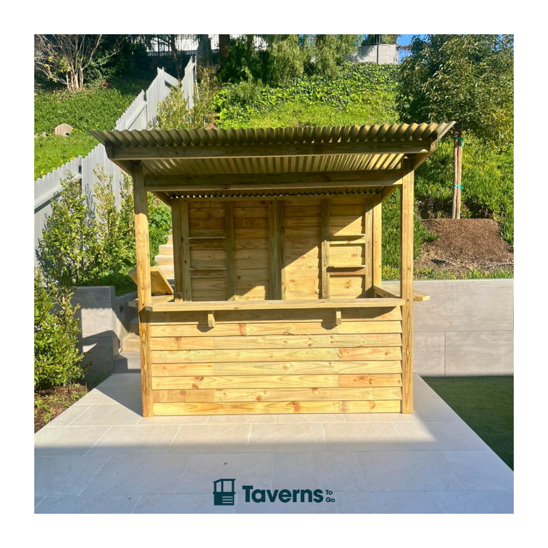 Taverns-To-Go Castlebar 8x5 Medium Outdoor Wooden Bar Installed – (TTG-CB)