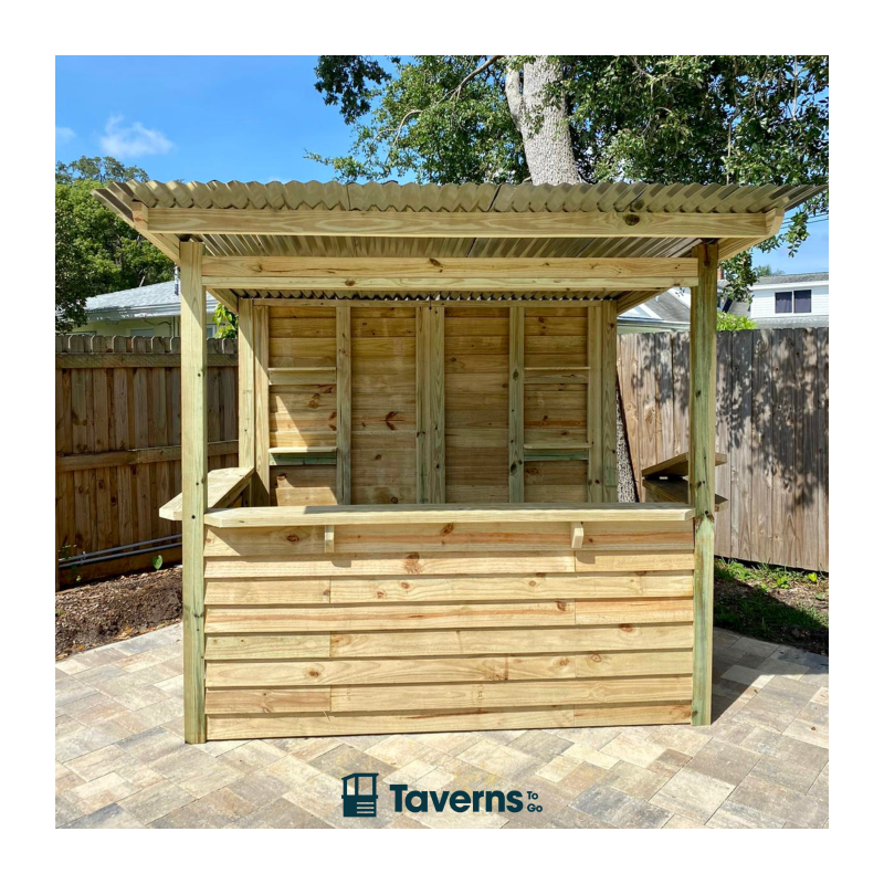 Taverns-To-Go Castlebar 8x5 Medium Outdoor Wooden Bar Installed – (TTG-CB)