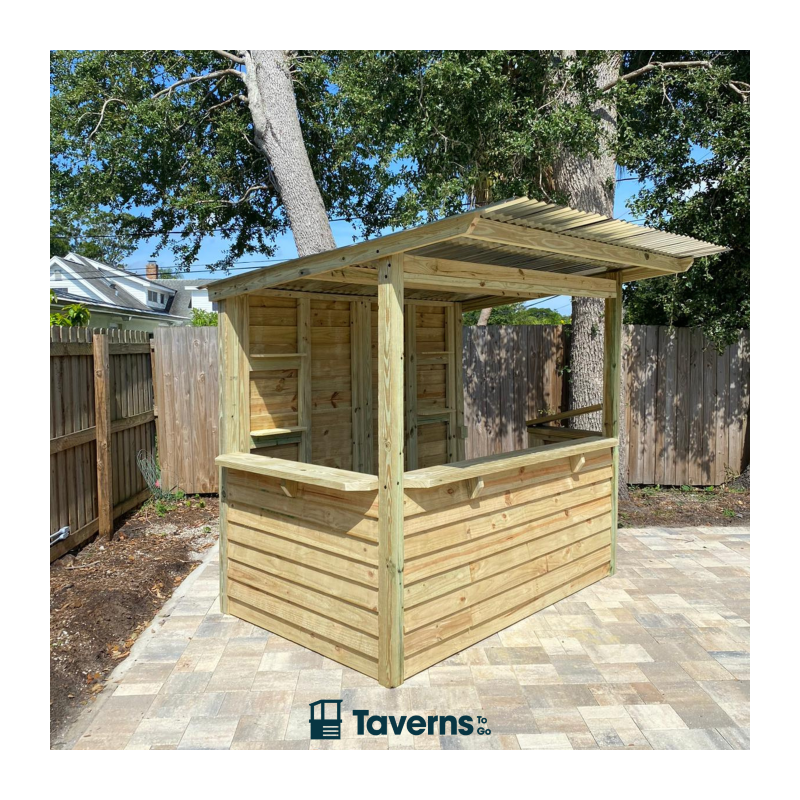 Taverns-To-Go Castlebar 8x5 Medium Outdoor Wooden Bar Installed – (TTG-CB)