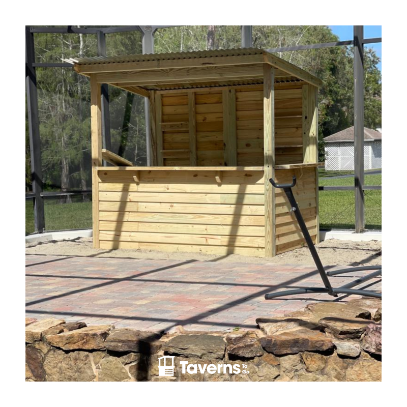 Taverns-To-Go Castlebar 8x5 Medium Outdoor Wooden Bar Installed – (TTG-CB)