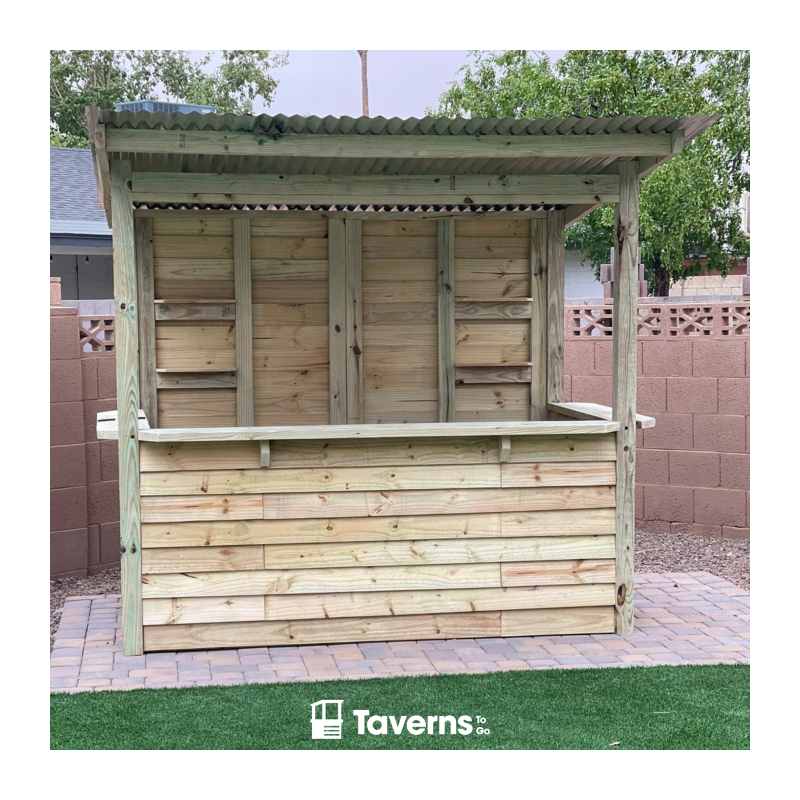 Taverns-To-Go Castlebar 8x5 Medium Wooden Bar Installed – (TTG-CB)