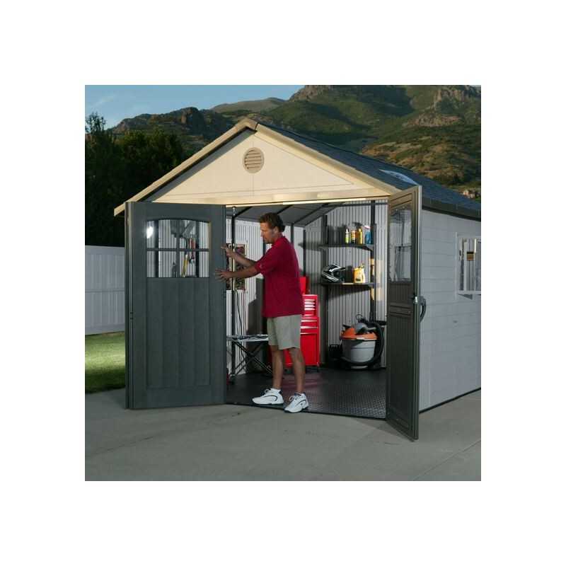 Lifetime 11x13 Plastic Storage Shed Kit with 9ft Wide Doors [60187-0125]