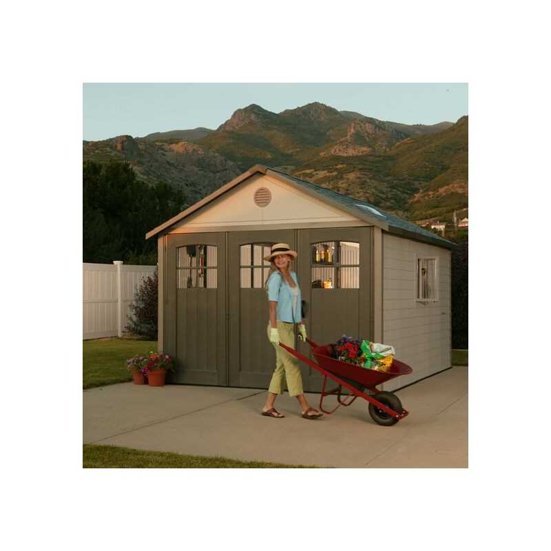 Lifetime 11x13 Plastic Storage Shed Kit with 9ft Wide Doors [60187-0125]