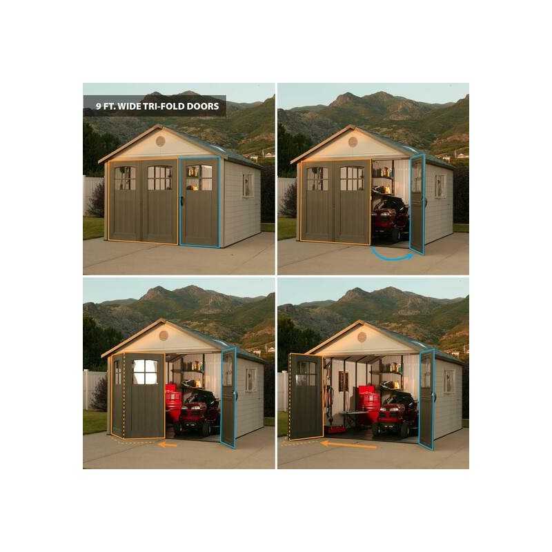 Lifetime 11x13 Plastic Storage Shed Kit with 9ft Wide Doors [60187-0125]