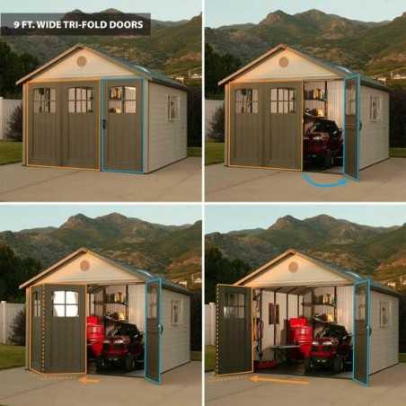 Lifetime 11x13 Plastic Storage Shed Kit with 9ft Wide Doors [60187-0125]