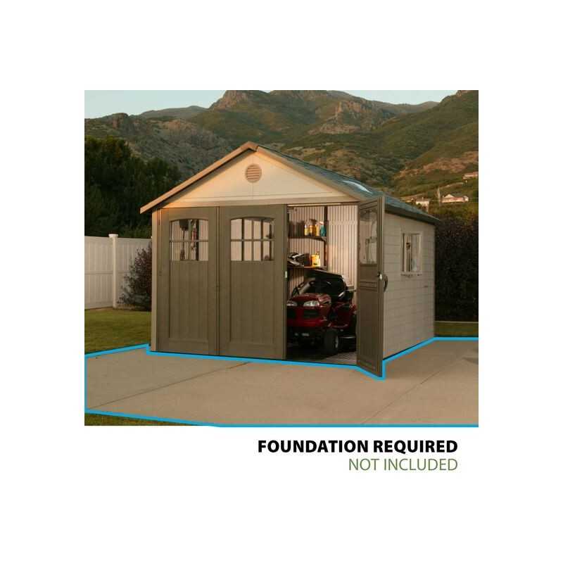 Lifetime 11x13 Plastic Storage Shed Kit with 9ft Wide Doors [60187-0125]