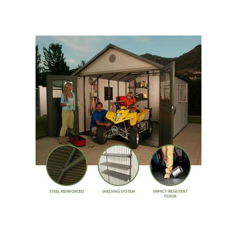 Lifetime 11x13 Plastic Storage Shed Kit with 9ft Wide Doors [60187-0125]